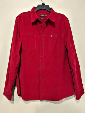 Farah Vintage Casual Fit Corduroy Button-Down in Red - Men’s Large
